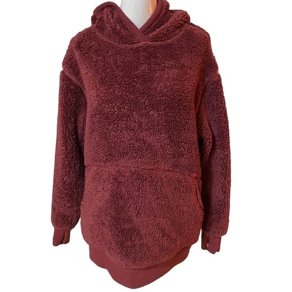 ATHLETA Wine Solstice Sherpa Reversible Hoodie Maple Red (Wine) Size S - Picture 5 of 8